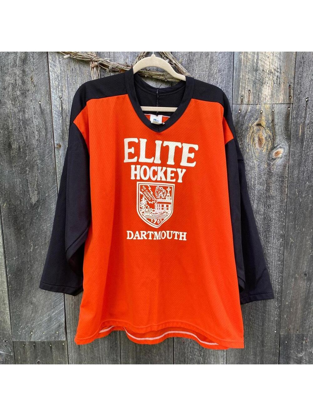 Vintage Dartmouth Elite Hockey Orange Black Jersey #16